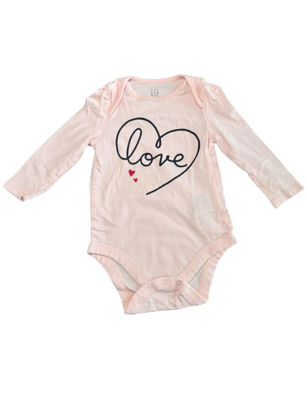 Baby Gap Bodysuit Pink Heart Love Baby Girl Size 6-12 Months